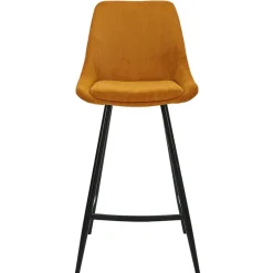 Fabrique de Styles Tabourets Et Chaises De Bar>Chaise de bar en velours côtelé jaune h67cm - Ben Curry