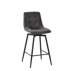 Fabrique de Styles Tabourets Et Chaises De Bar>Chaise de bar pivotante en microfibre matelassé - Lilly Anthracite