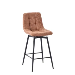 Fabrique de Styles Tabourets Et Chaises De Bar>Chaise de bar pivotante en microfibre matelassé - Lilly Camel
