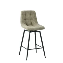 Fabrique de Styles Tabourets Et Chaises De Bar>Chaise de bar pivotante en microfibre matelassé - Lilly Kaki