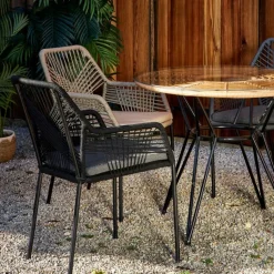 Fabrique de Styles Chaises, Fauteuils|Jardin>Chaise de jardin empilable en résine tressée - Seville Noir