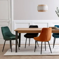 Fabrique de Styles Chaises>Chaise de salle à manger en velours - Ben Vert