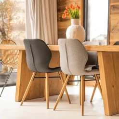 Fabrique de Styles Chaises>Chaise de salle à manger en tissu clair - Gloria Gris