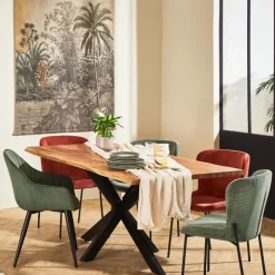 Fabrique de Styles Chaises>Chaise de salle à manger en velours côtelé foncé - Holden Vert