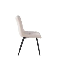 Fabrique de Styles Chaises>Chaise de salle à manger en tissu matelassé blanc - Lilly Ivoire