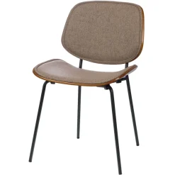 Fabrique de Styles Chaises>Chaise de salle à manger en tissu et noyer - Atlanta Gris