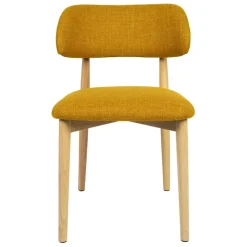 Fabrique de Styles Chaises>Chaise de salle à manger en tissu et hévéa - Elsy Safran