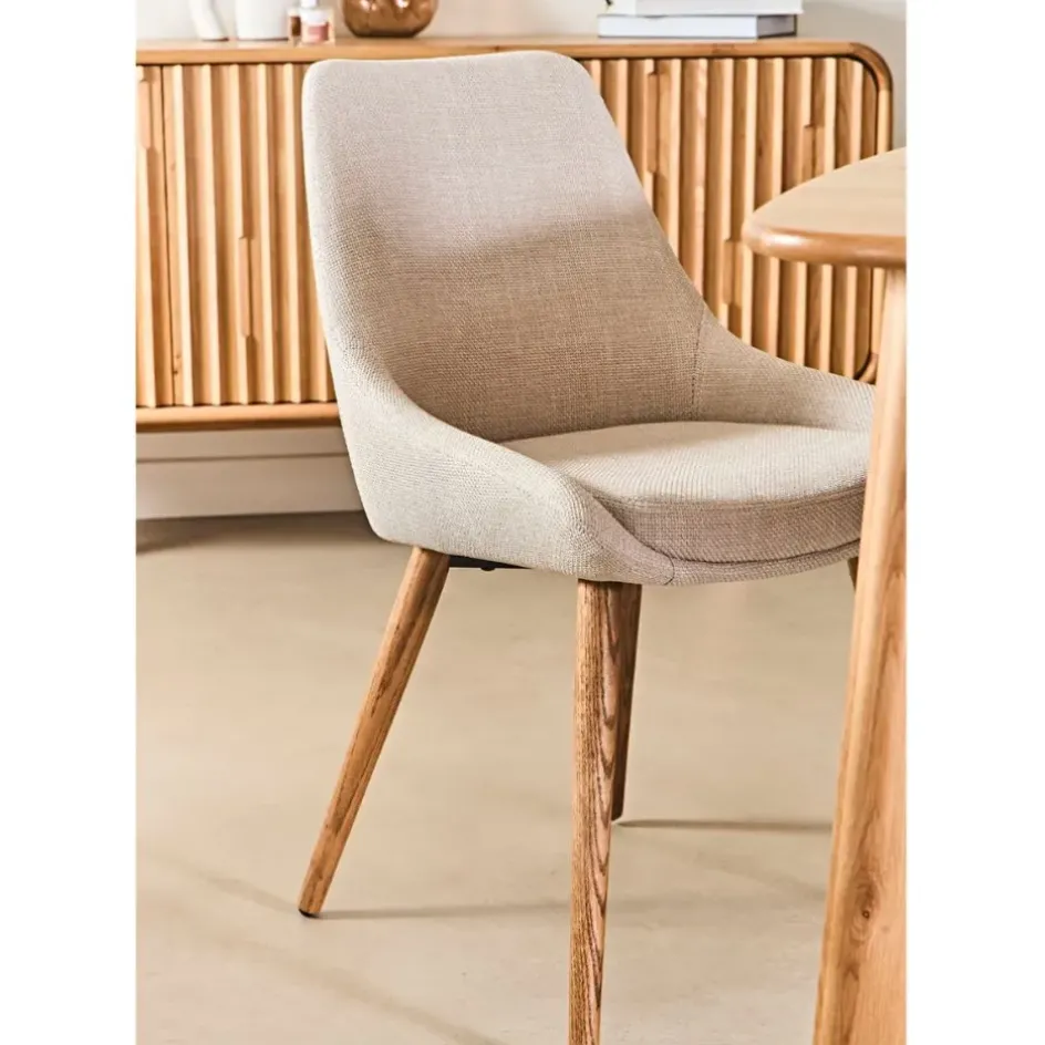 Fabrique de Styles Chaises>Chaise de salle à manger en tissu - Ben Crème