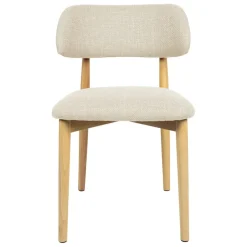 Fabrique de Styles Chaises>Chaise de salle à manger en tissu beige et hévéa - Elsy Ecru