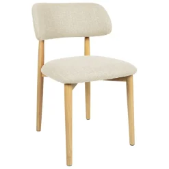 Fabrique de Styles Chaises>Chaise de salle à manger en tissu beige et hévéa - Elsy Ecru