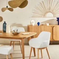 Fabrique de Styles Chaises>Chaise de salle à manger en tissu bouclette - Altea Blanc