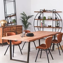 Fabrique de Styles Chaises>Chaise salle à manger aspect cuir rétro - Batla Cognac