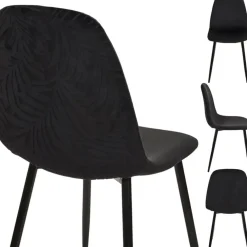 Fabrique de Styles Chaises>Chaise salle à manger en tissu - Leaf Noir