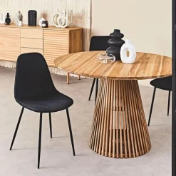 Fabrique de Styles Chaises>Chaise salle à manger en velours cotelé - Julia Noir