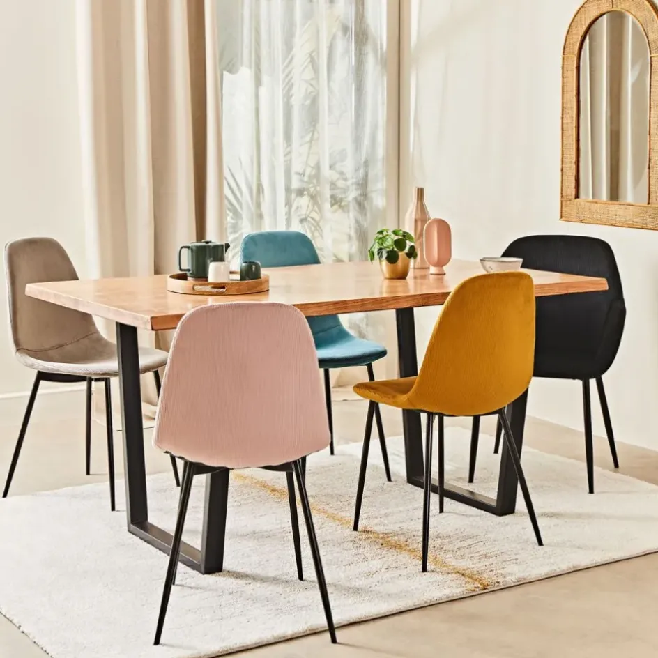 Fabrique de Styles Chaises>Chaise salle à manger en velours cotelé - Julia Gris