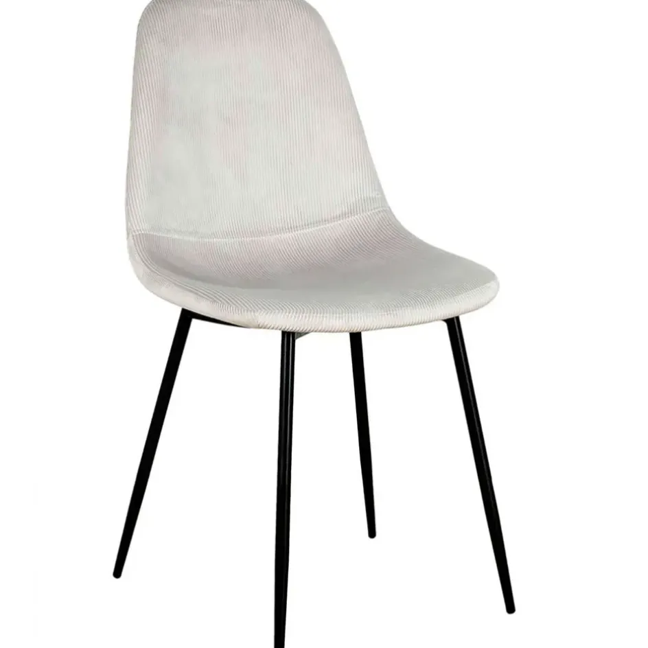 Fabrique de Styles Chaises>Chaise salle à manger en velours cotelé clair - Julia Gris