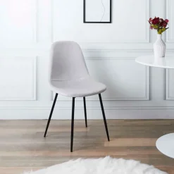 Fabrique de Styles Chaises>Chaise salle à manger en velours cotelé clair - Julia Gris