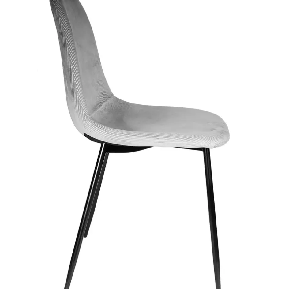 Fabrique de Styles Chaises>Chaise salle à manger en velours cotelé clair - Julia Gris