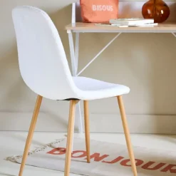 Fabrique de Styles Chaises>Chaise salle à manger tissu bouclette - Freya Blanc