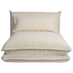 Fabrique de Styles Fauteuils>Chauffeuse en tissu côtelé écru - Tessia Ecru