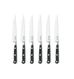 Fabrique de Styles Couteaux De Cuisine>Coffret 6 couteaux à steaks lame acier lisse - Sabatier Trompette Noir