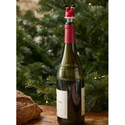 Fabrique de Styles Accessoires Vin Et Cocktails>Coffret bouchon avec 4 marqueurs en verre et inox - Noel Rouge