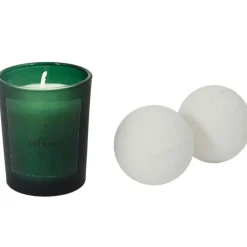 Fabrique de Styles Bougies Parfumées>Coffret bougie parfumée et 2 bombes de bain senteur amande Vert