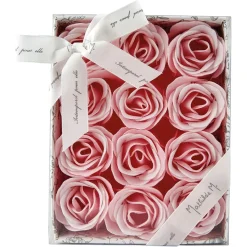 Fabrique de Styles Savon Solide>Coffret de 12 roses de savon roses et hes - parfum rose Blanc