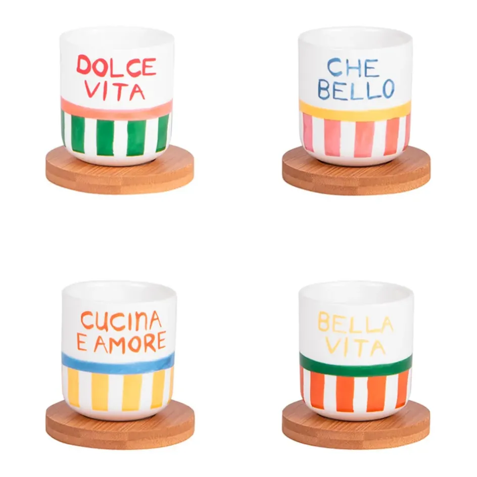 Fabrique de Styles Tasses Et Mugs>Coffret de 4 tasses à café en porcelaine 15cl - Dolce Vita Multicolore