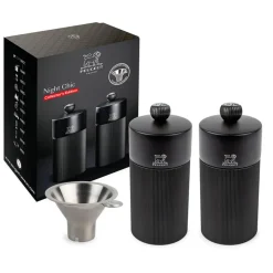 Fabrique de Styles Salières Et Poivrières>Coffret duo moulins line 12cm et entonnoir inox Noir Mat