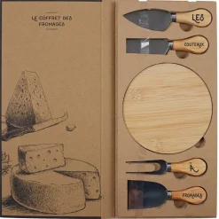 Fabrique de Styles Accessoires De Table>Coffret fromage couteau et planche Naturel