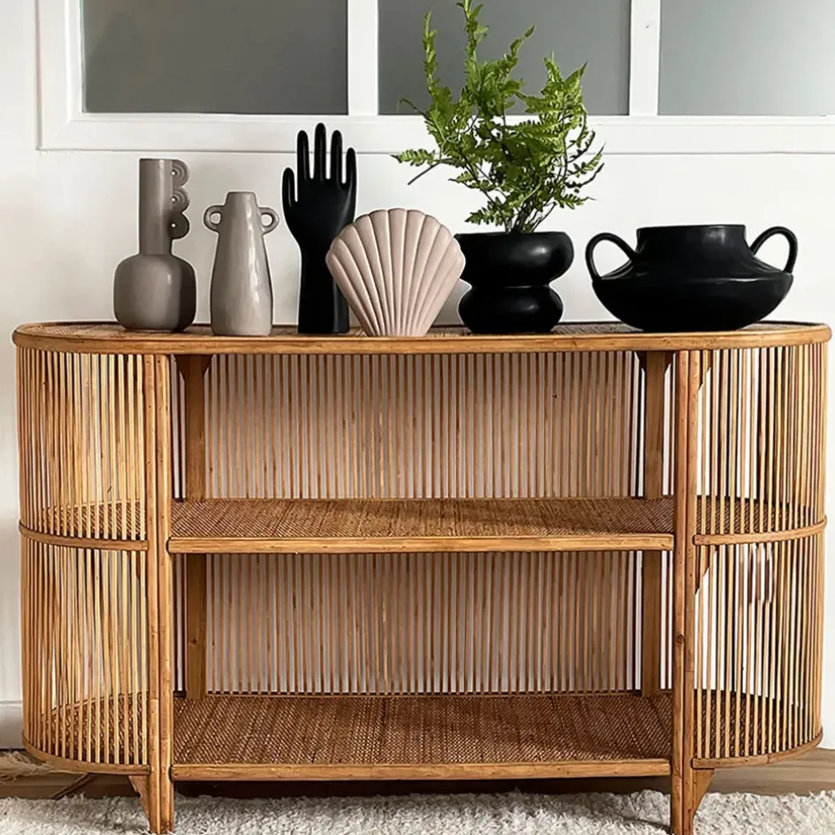 Fabrique de Styles Consoles>Console 2 étagères en rotin - Romeo Naturel