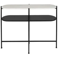 Fabrique de Styles Consoles>Console avec étagère en marbre et fer blanc et noir 100x30xh80cm - Eskela Blanc, Noir