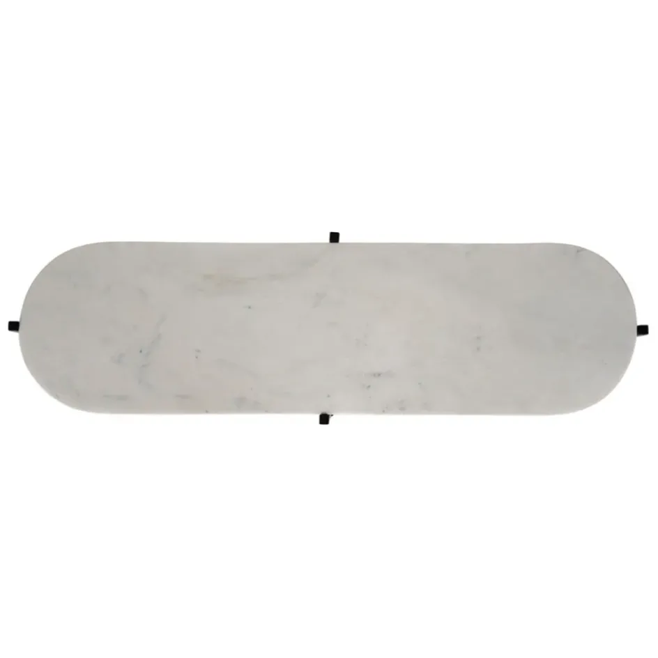 Fabrique de Styles Consoles>Console avec étagère en marbre et fer blanc et noir 100x30xh80cm - Eskela Blanc, Noir