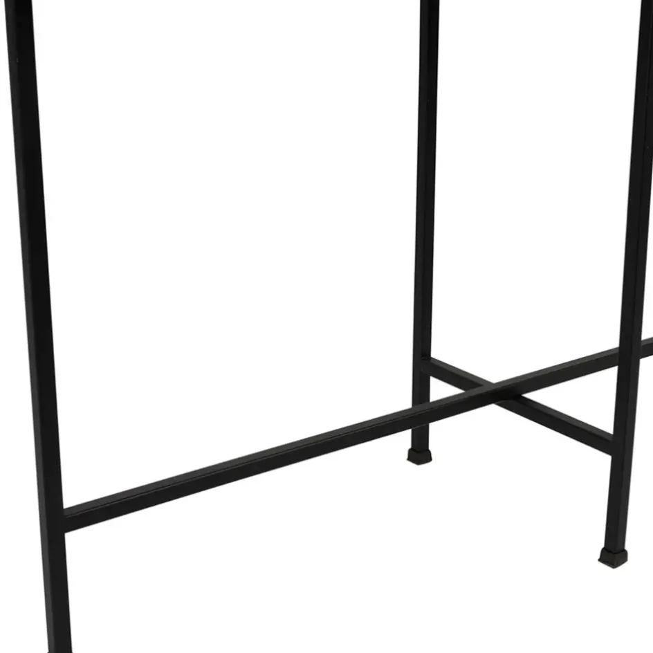 Fabrique de Styles Consoles>Console avec étagère en marbre et fer blanc et noir 100x30xh80cm - Eskela Blanc, Noir