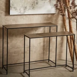 Fabrique de Styles Consoles>Console gigogne (x2) en fer doré - Felia Doré, noir