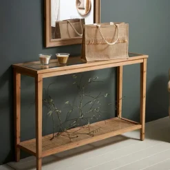 Fabrique de Styles Consoles>Console 120x36xh80cm en bois de sapin - Firmin Naturel Foncé