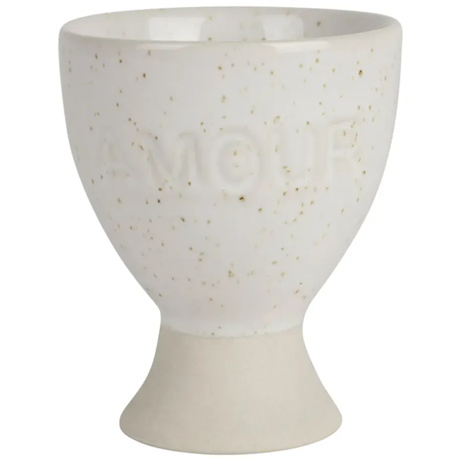 Fabrique de Styles Accessoires De Table>Coquetier amour en grès écru moucheté Ecru