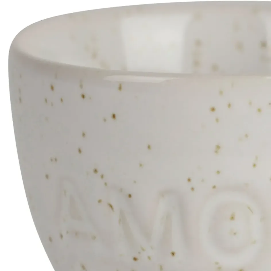 Fabrique de Styles Accessoires De Table>Coquetier amour en grès écru moucheté Ecru