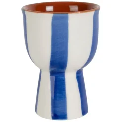 Fabrique de Styles Accessoires De Table>Coquetier en grès rayé et blanc d4.5cm - Alaria Indigo