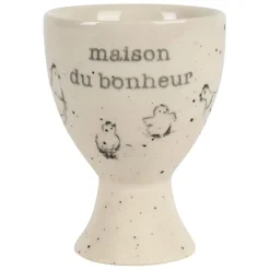 Fabrique de Styles Accessoires De Table>Coquetier Maison du bonheur en grès moucheté - La Ferme Blanc