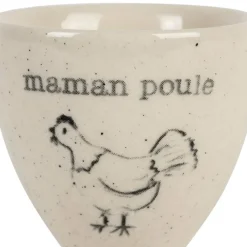 Fabrique de Styles Accessoires De Table>Coquetier Maman poule en grès moucheté - La Ferme Blanc