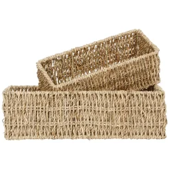 Fabrique de Styles Paniers Et Corbeilles>Corbeilles x2 rectangulaire en jonc de mer - borneo Naturel