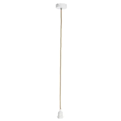 Fabrique de Styles Ampoules Et Cordons Électriques>Cordon électrique en tissu naturel et blanc pour suspension 80cm Naturel, Blanc