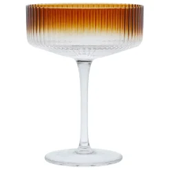 Fabrique de Styles Verres À Alcool>Coupe champagne striée en verre - Funny Ambre