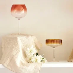 Fabrique de Styles Verres À Alcool>Coupe champagne striée en verre - Funny Ambre