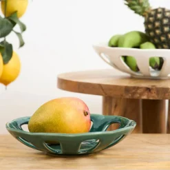 Fabrique de Styles Plats Et Saladiers>Coupe en grès émeraude moucheté d23cm - Organic Emeraude