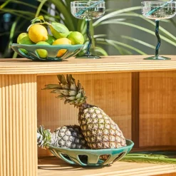 Fabrique de Styles Plats Et Saladiers>Coupe en grès émeraude moucheté d28cm - Organic Emeraude