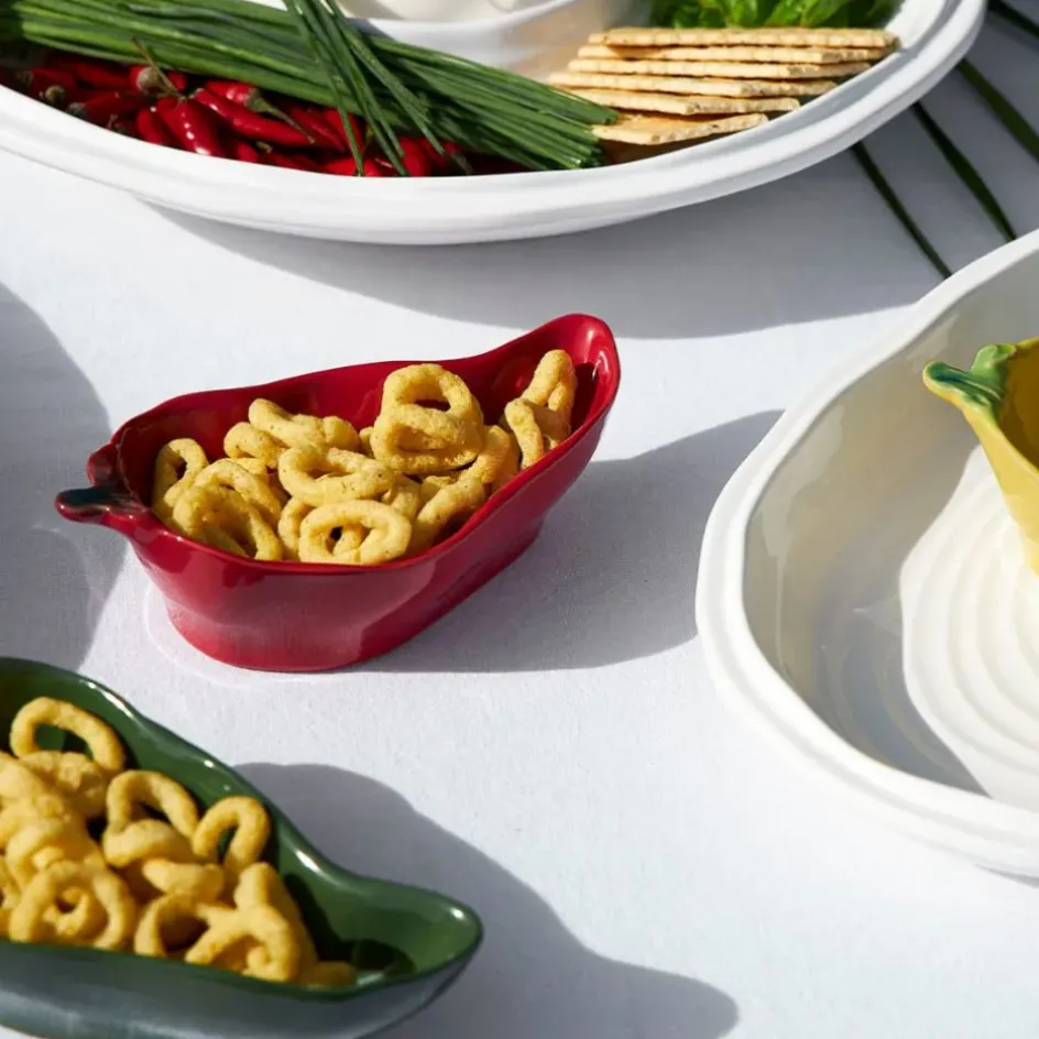 Fabrique de Styles Bols Et Coupelles>Coupelle en forme de piment en grès 18x8cm Vert