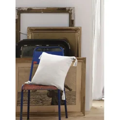 Fabrique de Styles Coussins Et Housses>Coussin chantilly avec pompons en gaze de coton 40x40cm - Gaia Blanc